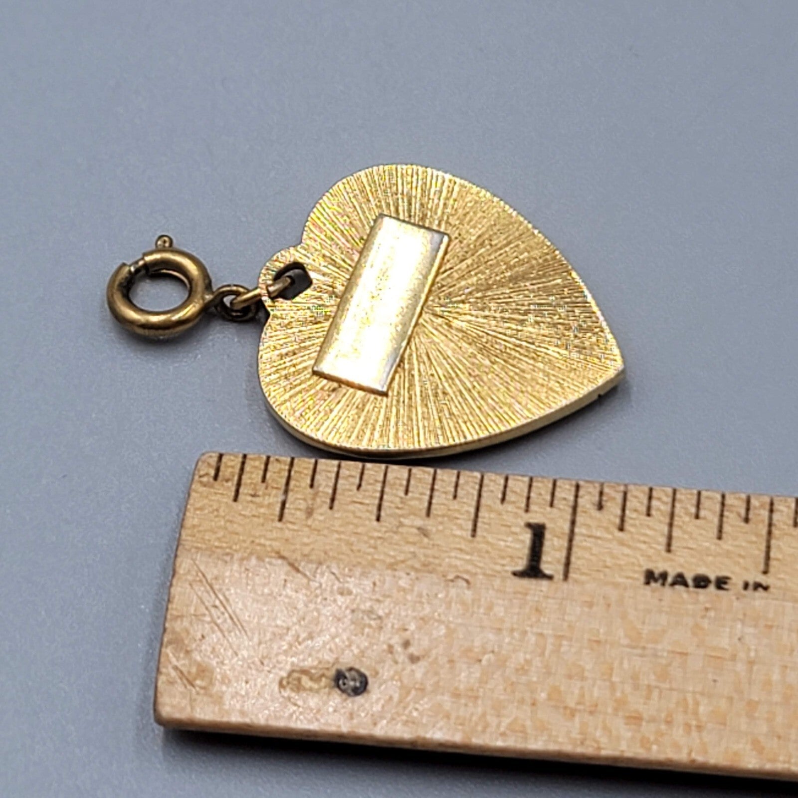 Vintage Dangle Happy Birthday Heart Charm w Clasp Gold tone  1"