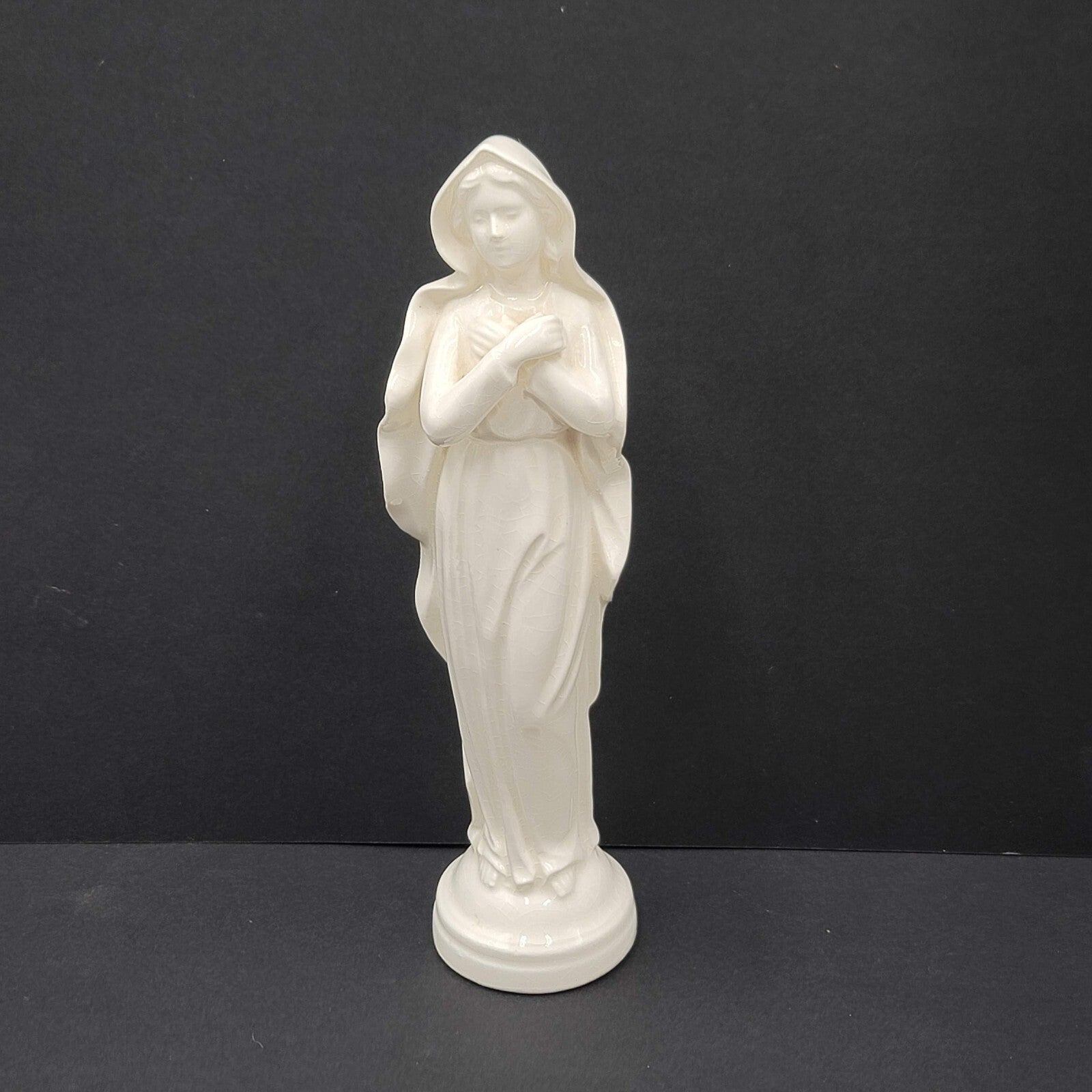 Vintage Ceramic Mother Mary Figurine White 7 in