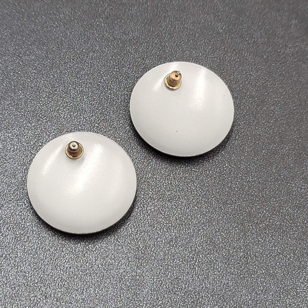 Vintage 1980s Pierced Earrings Glitter Enamel Red Purple Gold Disc Drop 1 1/8"