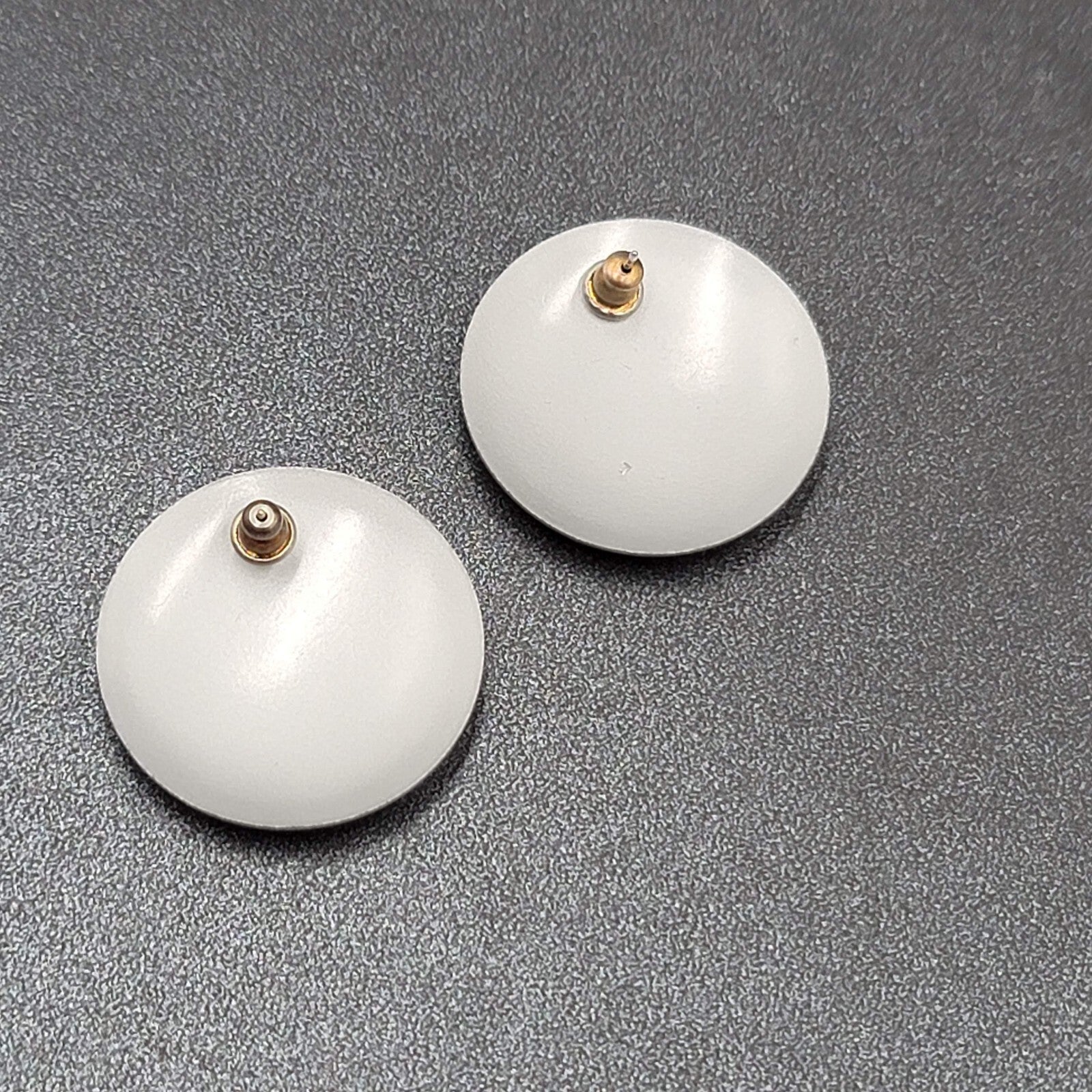 Vintage 1980s Pierced Earrings Glitter Enamel Red Purple Gold Disc Drop 1 1/8"