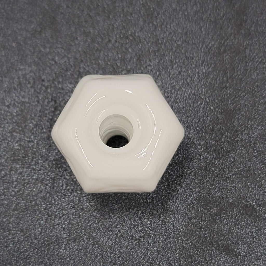 Vintage SINGLE White Glass Knob Kitchen Cabinet Drawer Pulls 1"