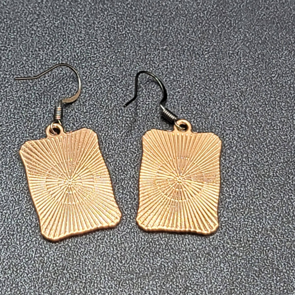 Tarot Card Pierced Earrings JUDGEMENT 3 Swords Gold tone Black 1"