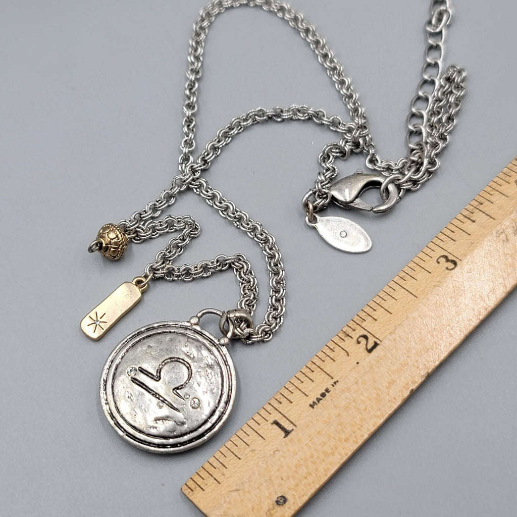 Chicos Libra Necklace Silver tone Charms Pendant Zodiac 18"