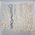 Vintage Lot Hawaiian Shell Bead Lei Necklaces Cluster White Cream Mixed Lot of 9