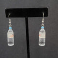 Pierced Earrings Miniature Evian Water Bottle Dangle 1.25"