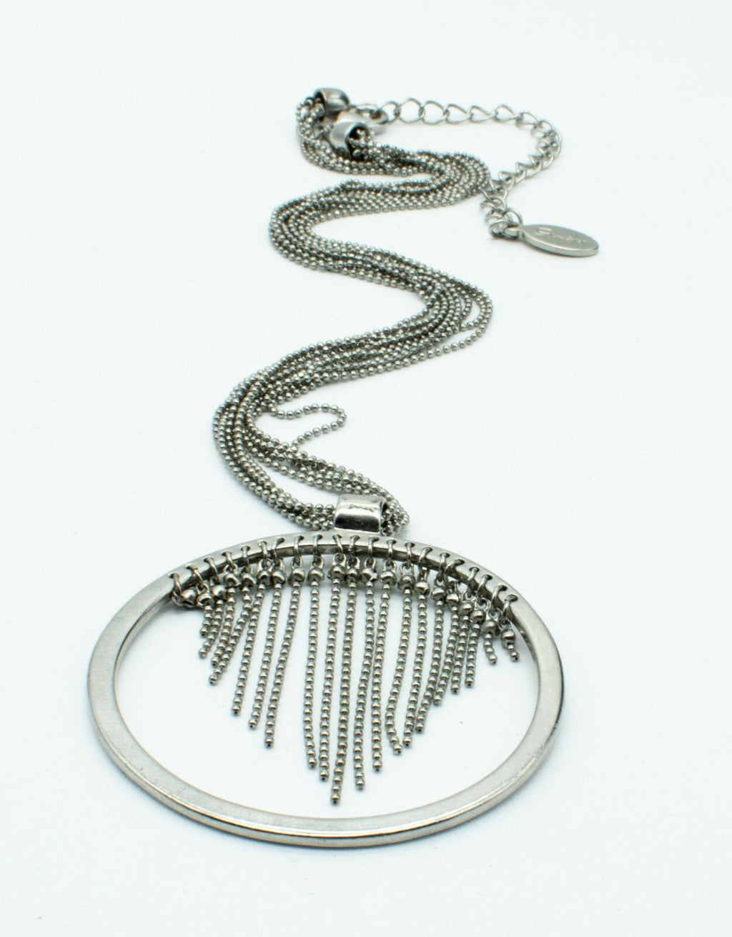Silvertone Guess Chain Pendant Necklace Costume Estate Jewelry 16" - 19"