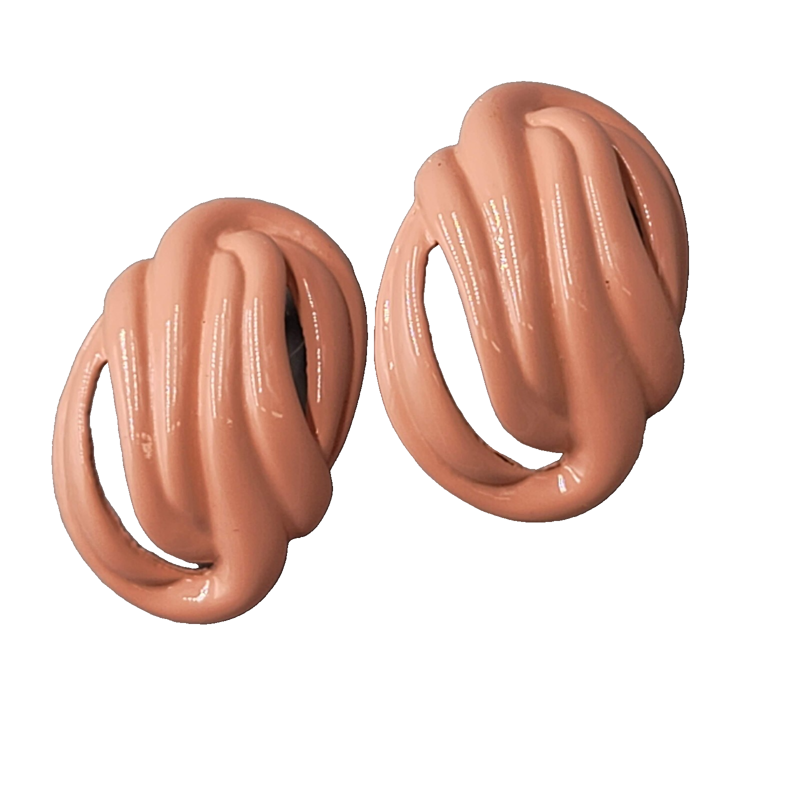 Vintage Peach Enamel Statement Pierced Earrings Solid Drop 1.5"