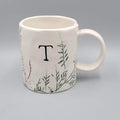 Anthropologie Mug DAGNY T Monogram Initial Letter Floral Coffee Cup Anthropology