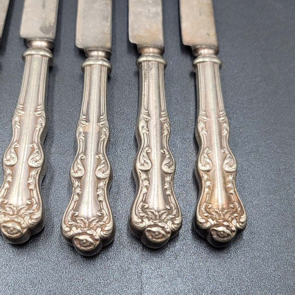 6 Antique Holmes Edwards Dinner Knives Flower 1 Serving Spoon