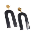 Carved Horn Statement Pierced Earrings Gold tone Dangle 2.5 in
