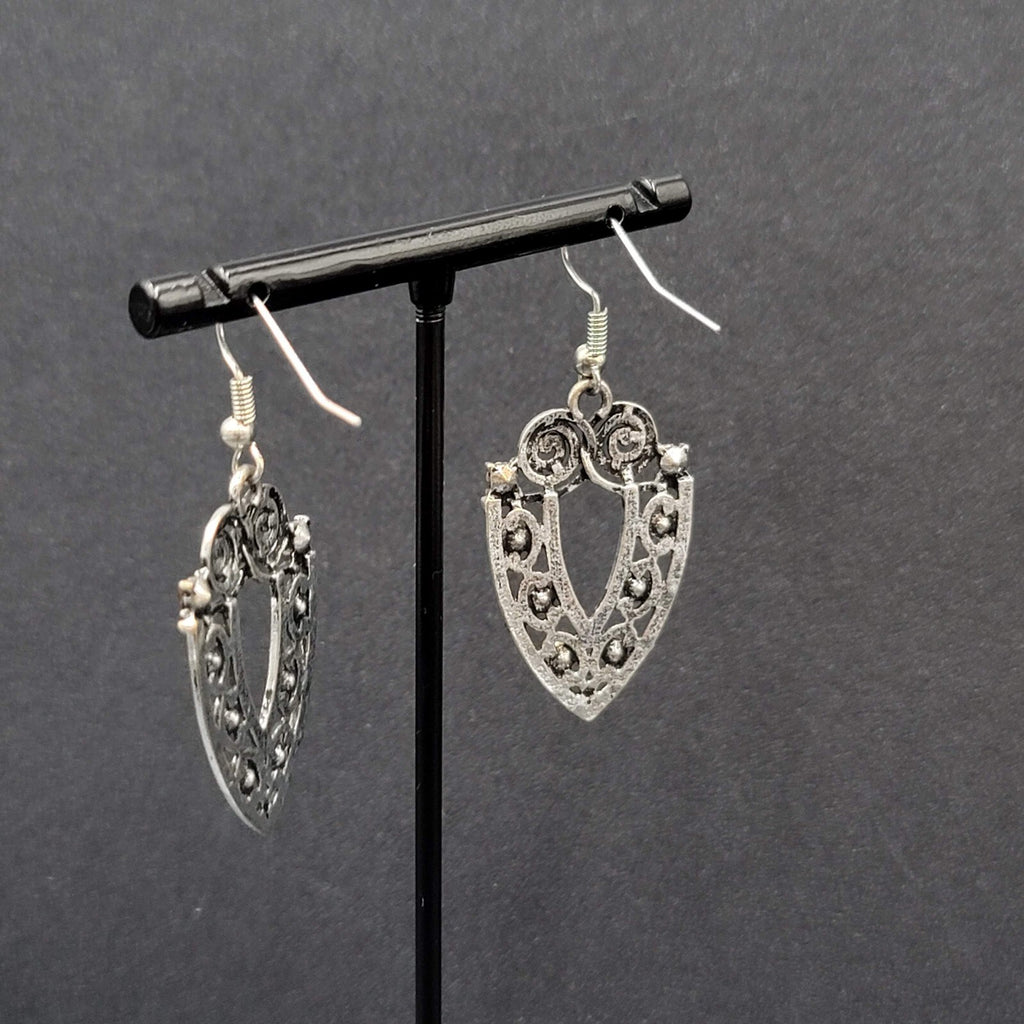 Pierced Earrings Silver tone Orange Rhinestone Dangle 1 3/8"