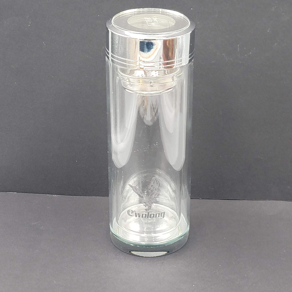 Wolong Glass Tea Infuser Bottle Double Wall Portable Tea Tumbler 460mL