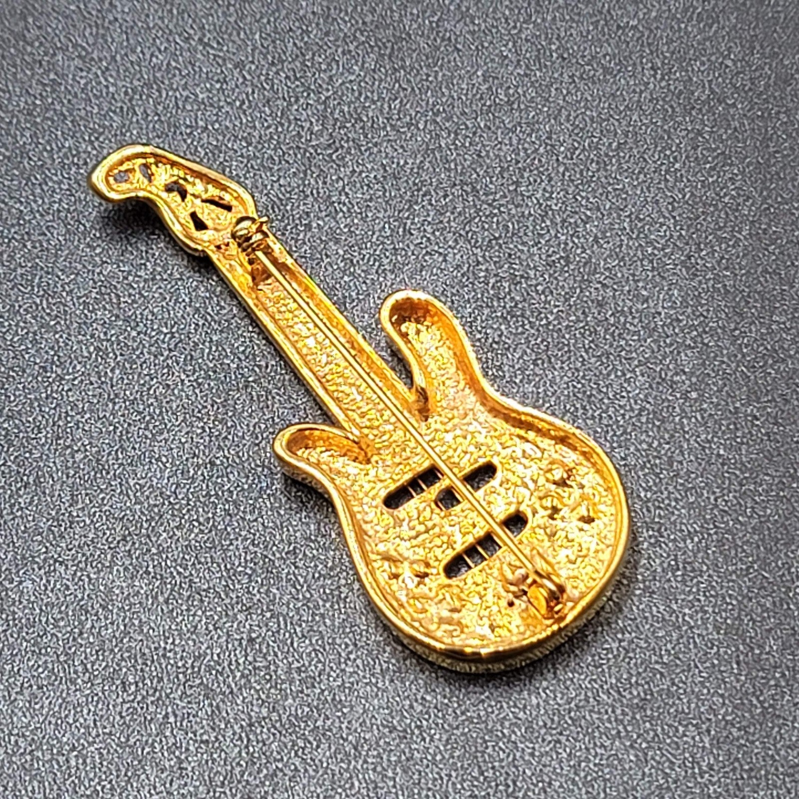 Electric Guitar Pin Brooch Gold and Silver tone 3"