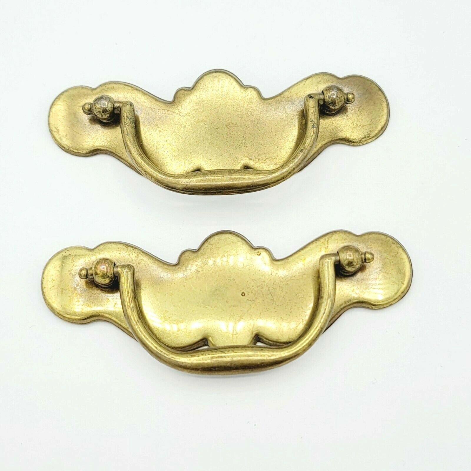 Vintage Brass Drawer Pulls PAIR Salvage Hardware 4 5/8" x 1 5/8" (3")
