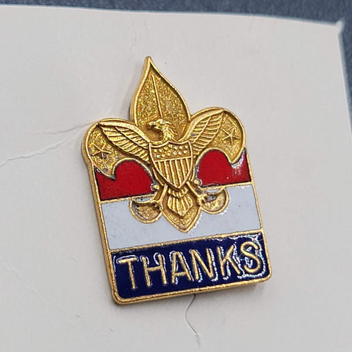 Boy Scouts Of America Thanks Pin Red White Blue Gold tone 1"