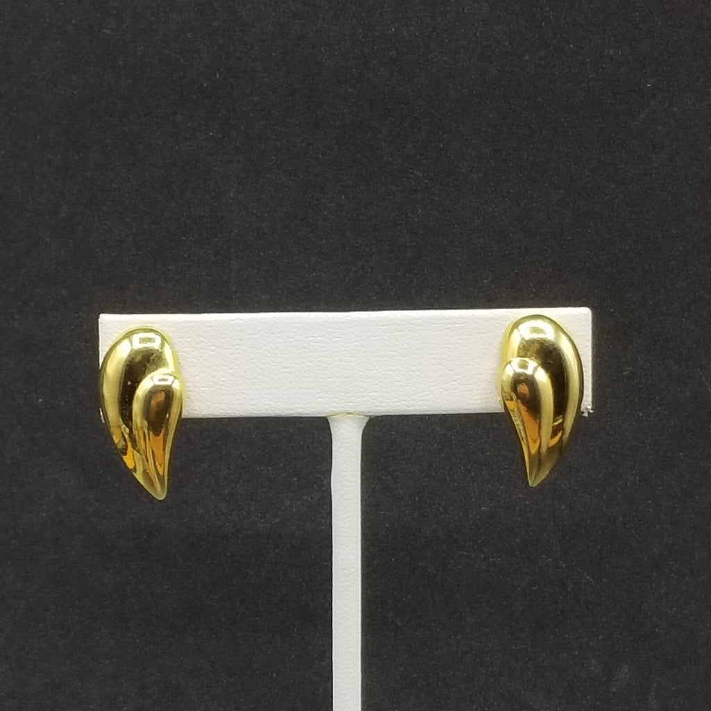 Vintage Clip on Earrings Gold Plated Statement Drop Stud 1"