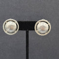 Vintage Clip on Earrings Textured Dome Silver tone 1"