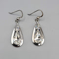 Dangle Crystal Pierced Earrings Silver tone Teardrop Sterling Hooks 1 1/8"