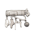 Vintage JJ Brooch Golf Clup Charms Silver tone Pewter 2 in