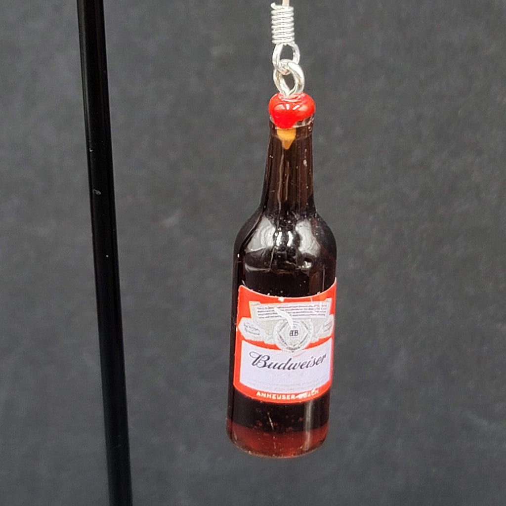 Budweiser Beer Bottle Pierced Earrings 1 5/8" NEW