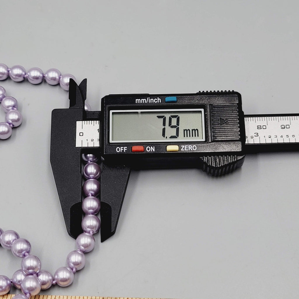Kissaka Purple Faux Pearl Necklace Long Single Strand 36"