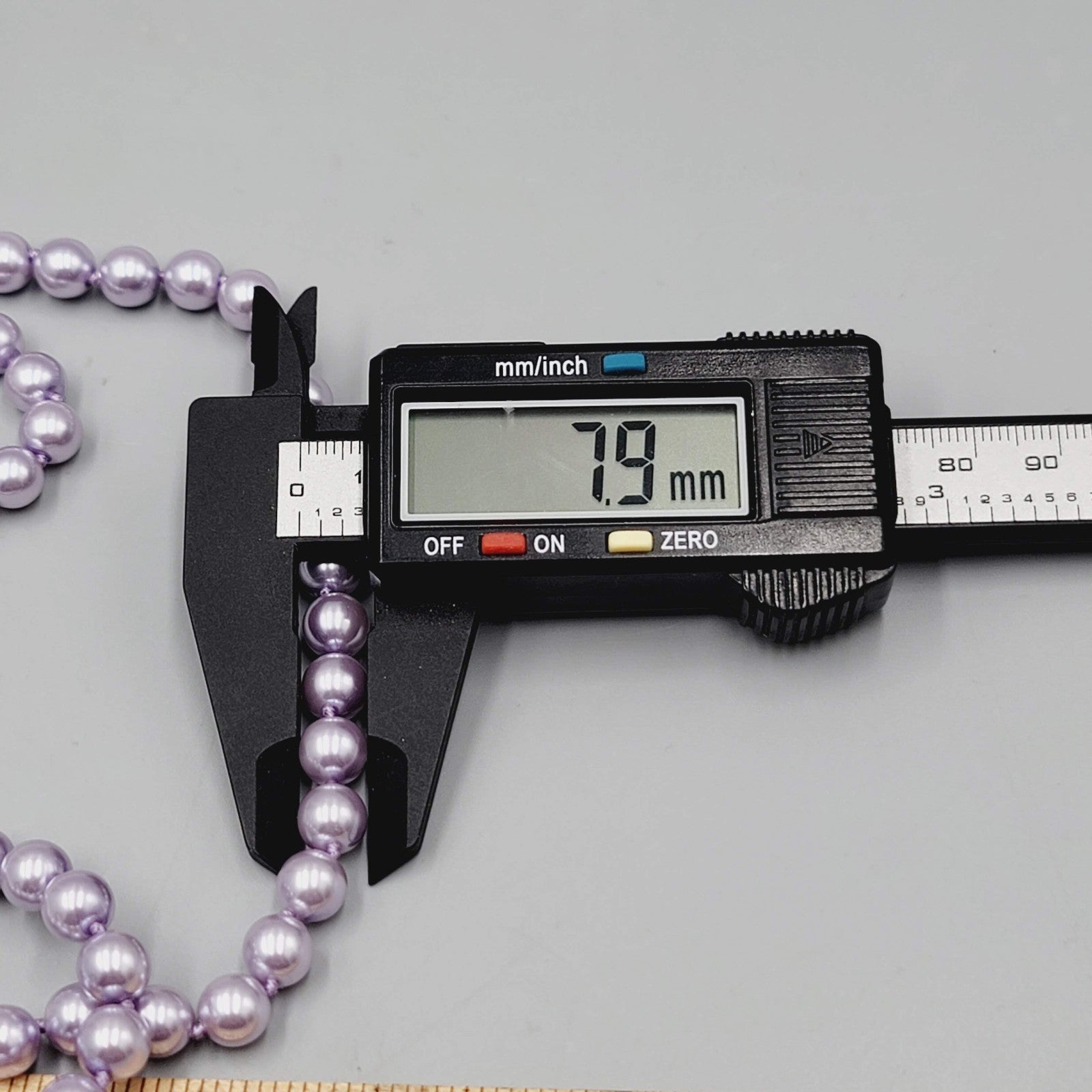Kissaka Purple Faux Pearl Necklace Long Single Strand 36"