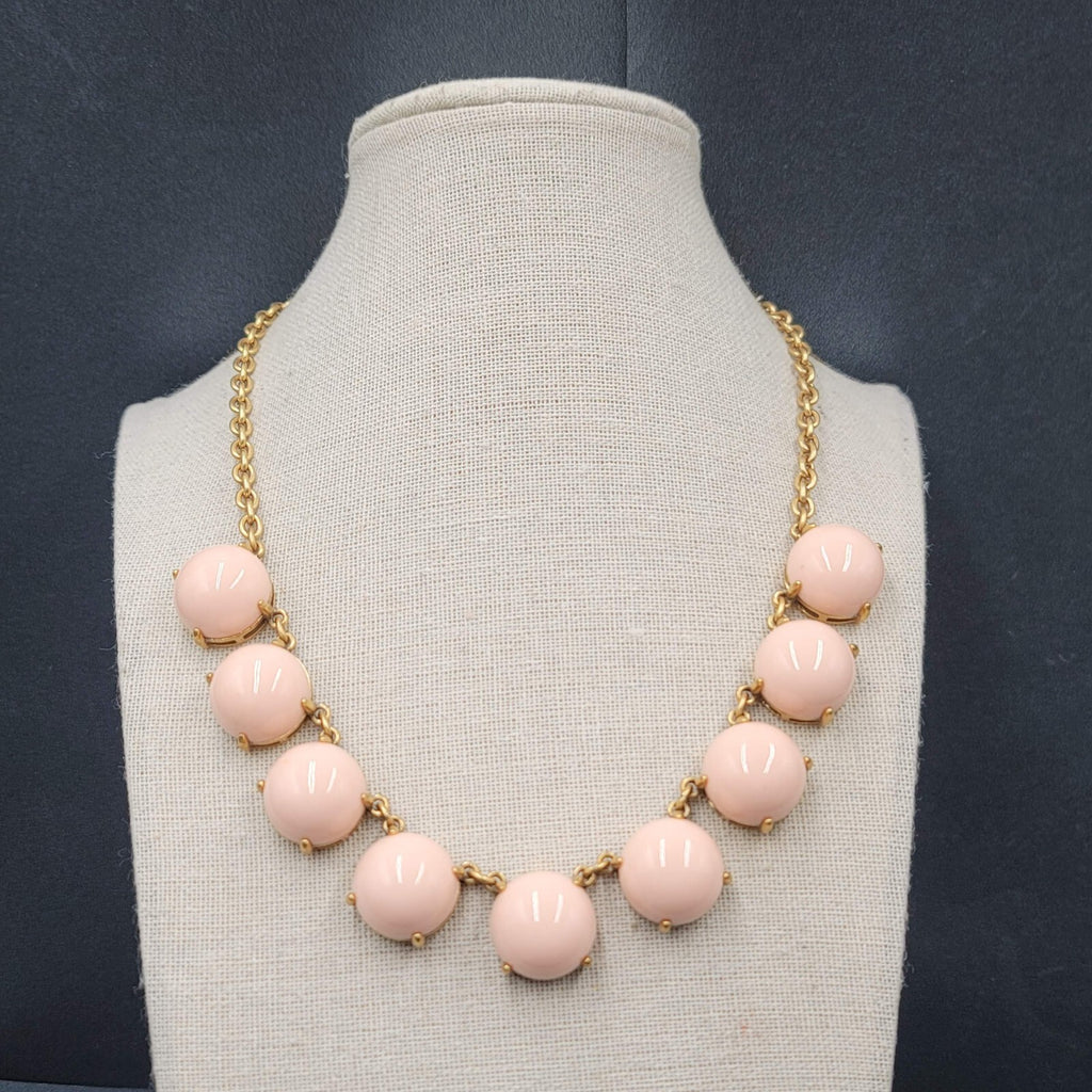 J Crew Necklace Gold tone Pink Acrylic Cabochons 16"-19"