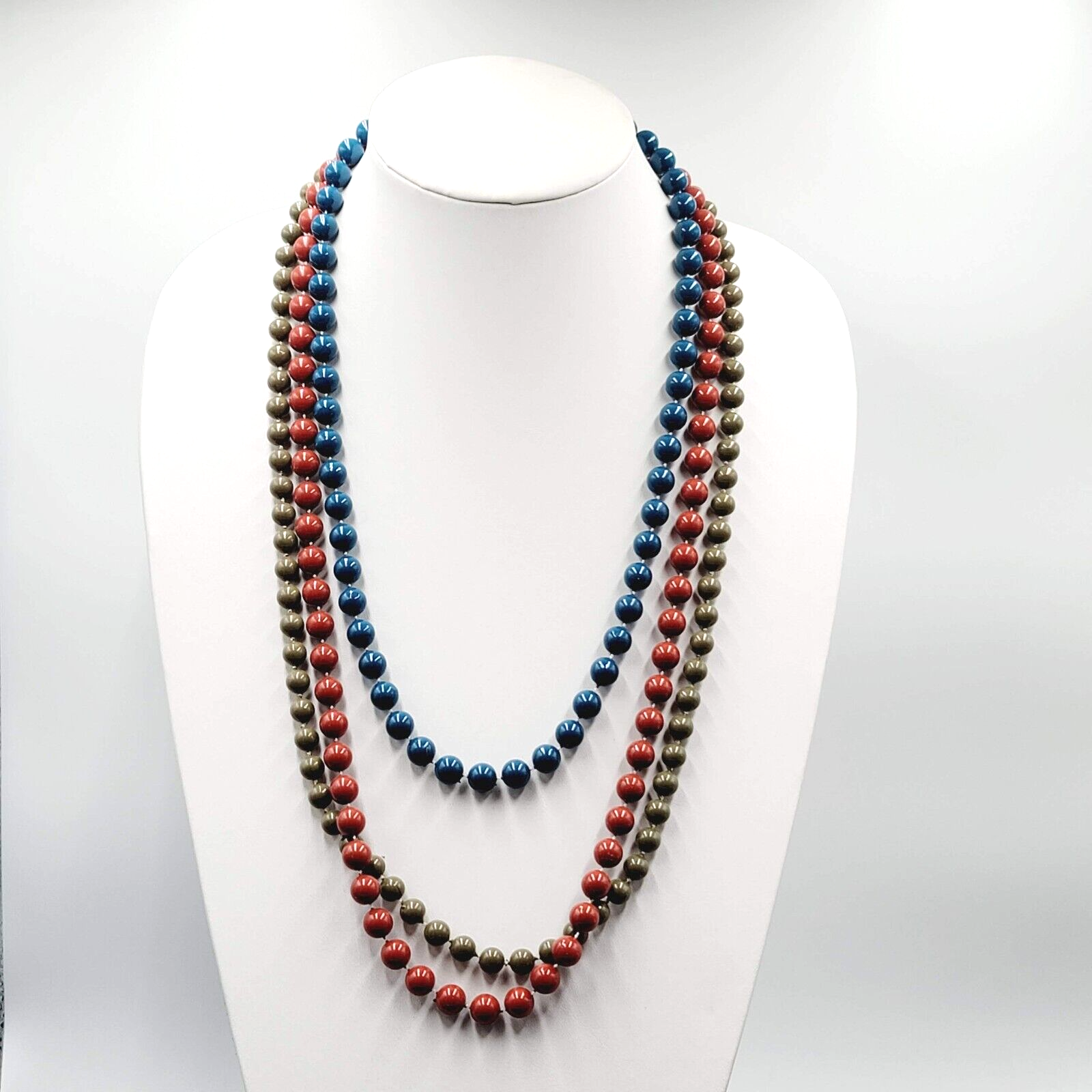 Vintage Necklace Lot of 3 Blue Green Orange Estate Costume Jewelry
