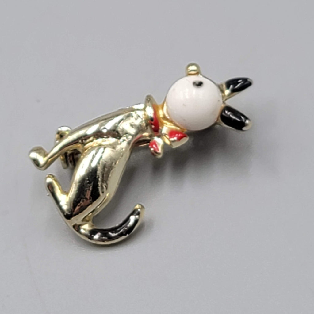 Vintage Scatter Pin Dog Cat Gold tone Enamel 1 1/8"