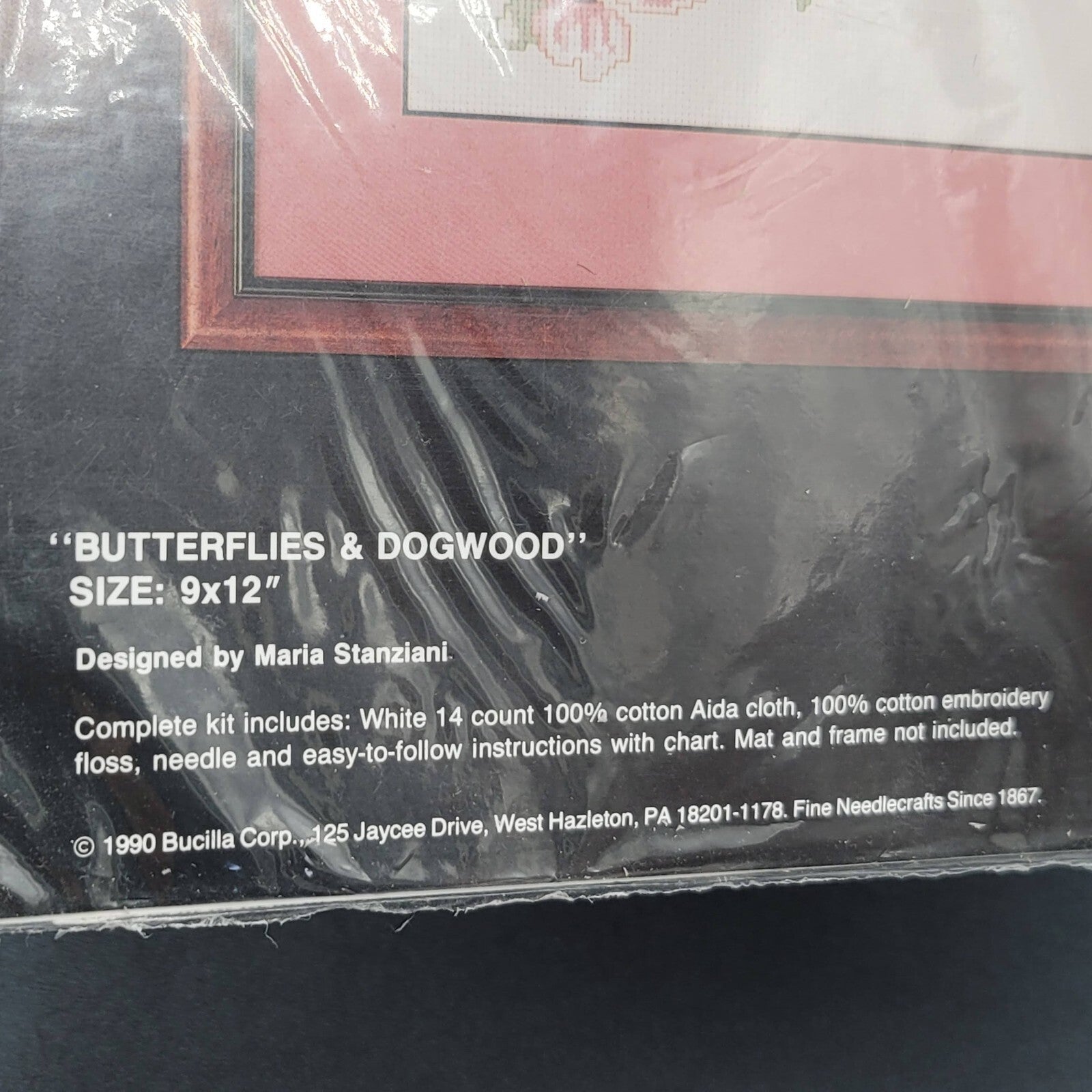 Vintage Bucilla Cross Stitch Kit Butterflies Dogwood Flowers 9x12 40460 NEW