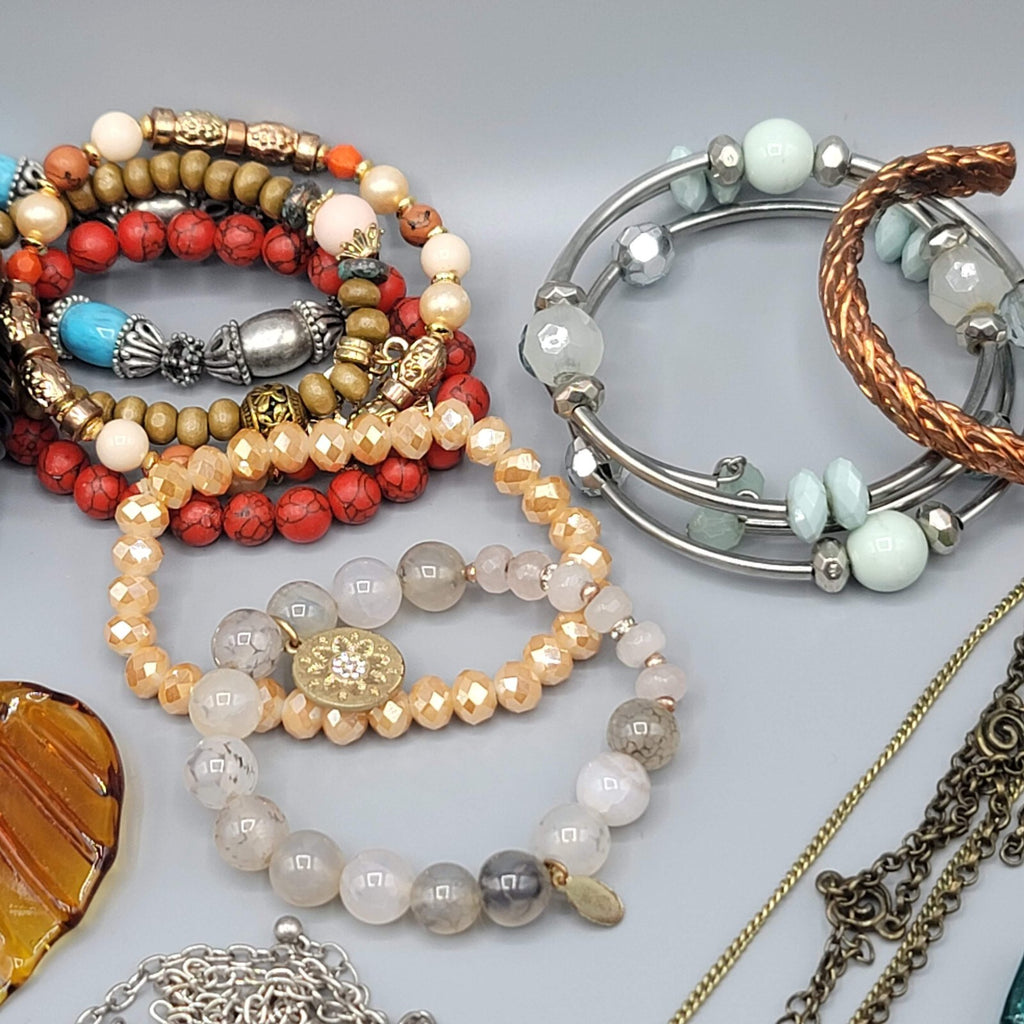 Colorful Jewelry Lot Necklaces Bracelets Earrings 38 pcs ALL WEARABLE or RESALE