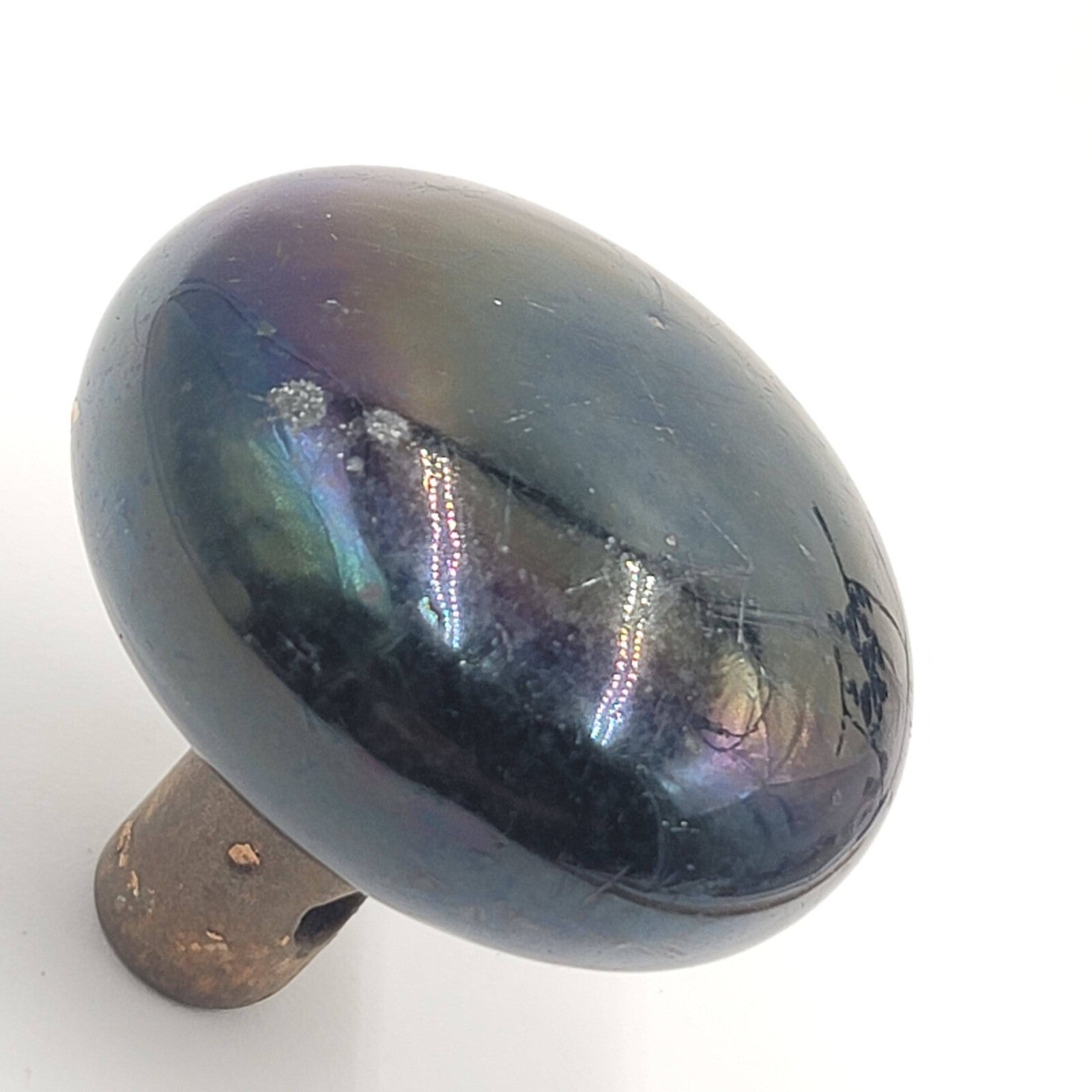 Vintage SINGLE Black Porcelain Doorknob Salvage Door Hardware Iridescent finish