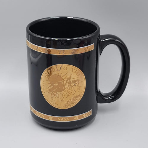 Apollo XIII Nasa 1970 Coffee Mug Cup Black Gold Vintage