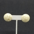 Vintage 1980's Pierced Earrings Blue White and Gold Acrylic Dome Button Stud 1"