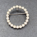 Vintage Sterling Silver Brooch Open Circle Crystal Rhinestone & Pendant 1 1/8"
