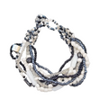 Black White Seed Bracelet Shell Multi Strand 7 in