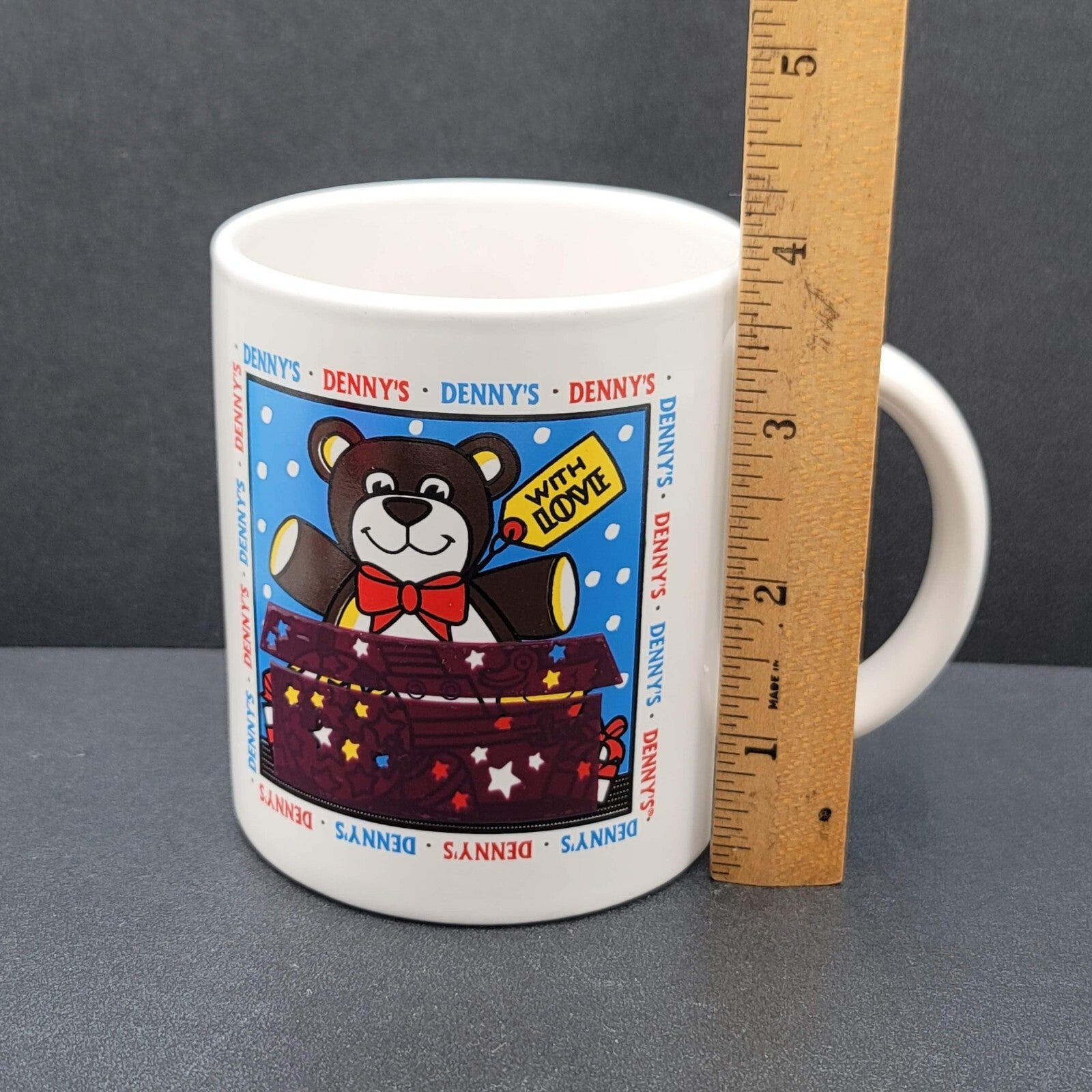 Vintage Dennys Diner Coffee Mug Cup Teddy Bear With Love
