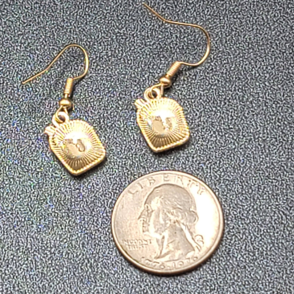 Boba Tea Pierced Earrings Gold tone Coffee Drink Dangle Enamel 1/2"