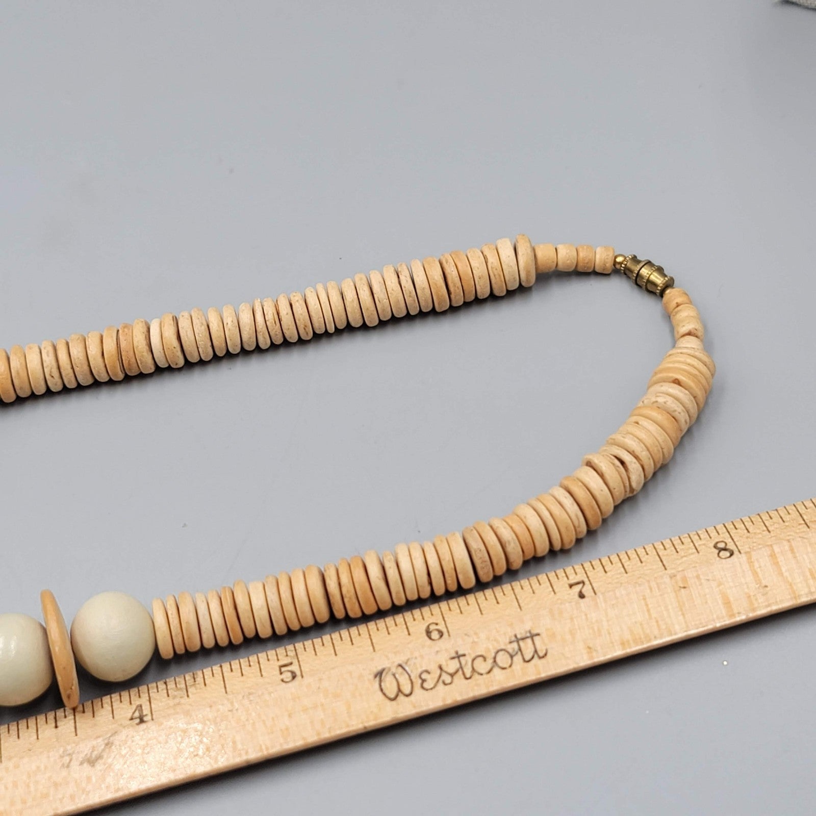 Vintage Large Statement Graduated Wood Bead Necklace 18"