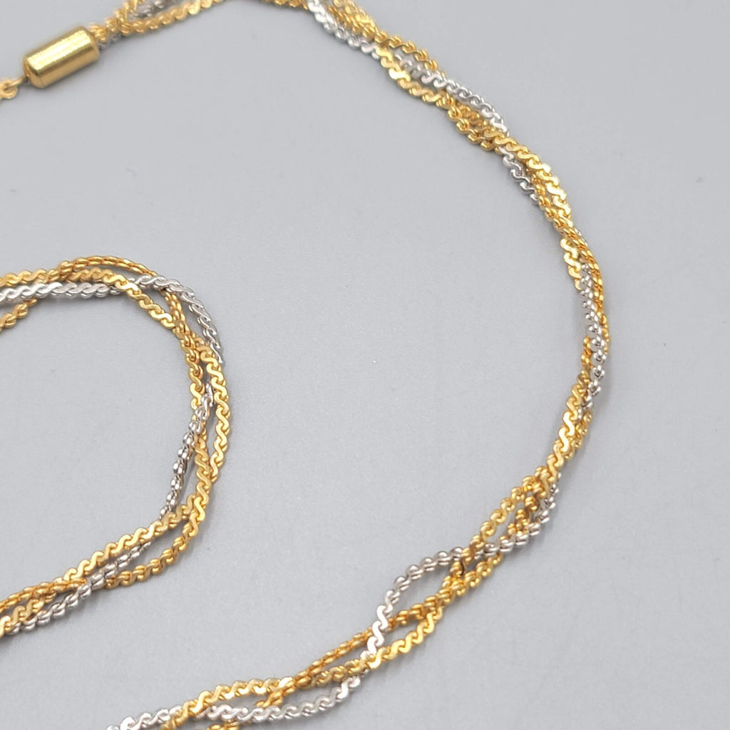 Vintage Braided Serpentine Chain Necklace Two Toned Gold & Silver 26"