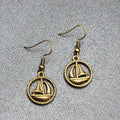 New Sailboat Pierced Earrings Bronze tone Ships Beach Sea Nautical Dangle 3/4"