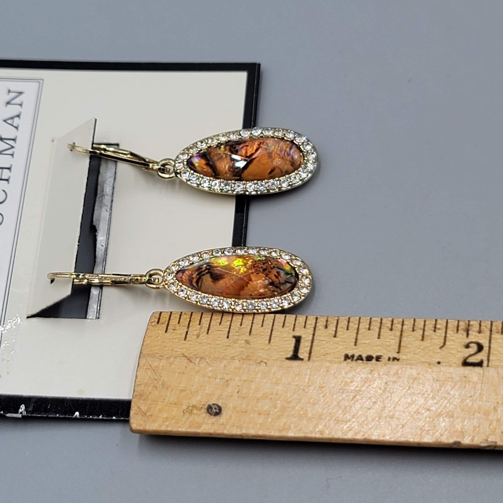 Dana Buchman Pierced Earrings Gold Tone Oval Dangle New