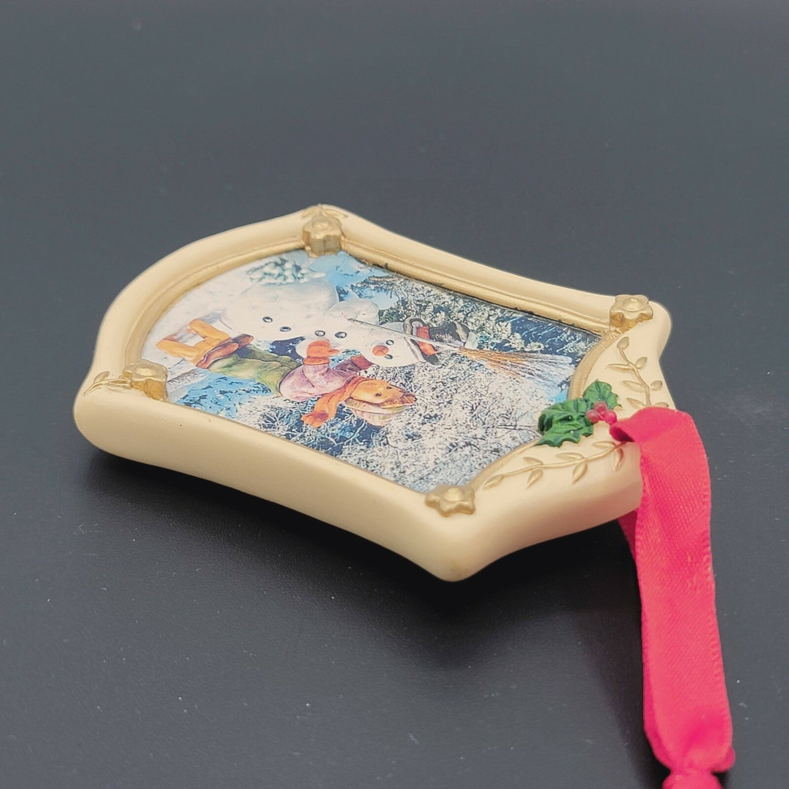 The Hummel Gold Christmas Ornament Collection Boy Snowman Frame 3.5"