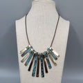 Bib Necklace Gold tone Statement Black Cord 18"