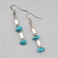 Sterling Silver Pierced Earrings Turquoise Nugget Bead Shell Heishi  1.5" 925