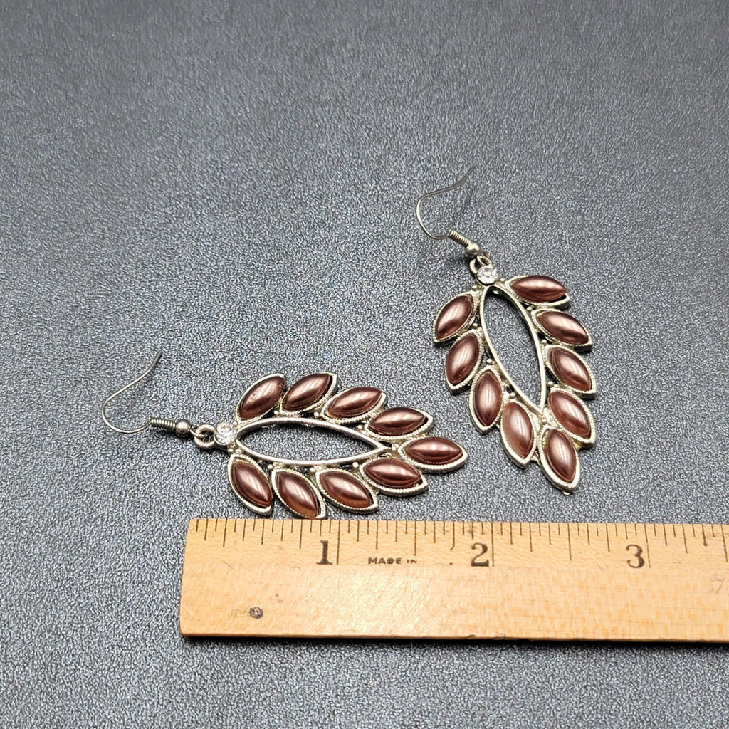 Pierced Earrings Silver tone Rhinestone Acrylic Dangle 1 7/8"