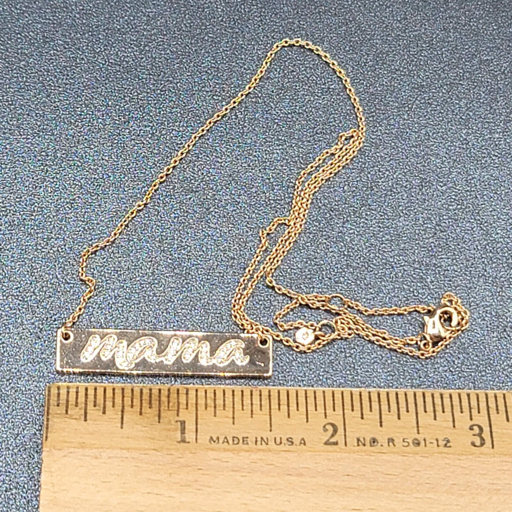 ORIGAMI OWL Necklace Rose Gold tone MAMA Bar Pendant Crystal Mom Mother 16" -18"