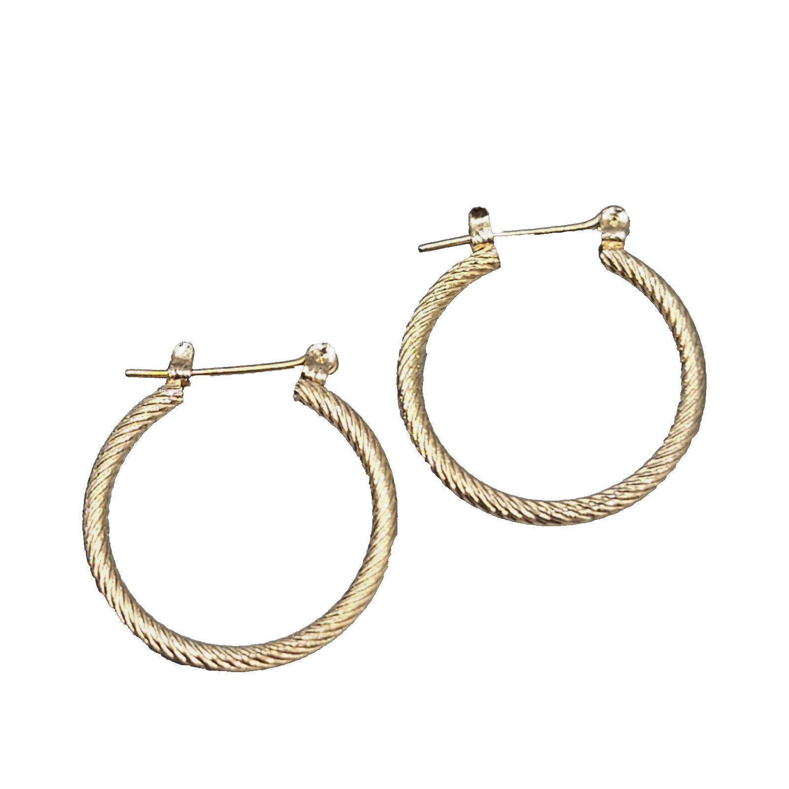Twist Texture Hoops Pierced Earrings Gold tone Drop 1 in