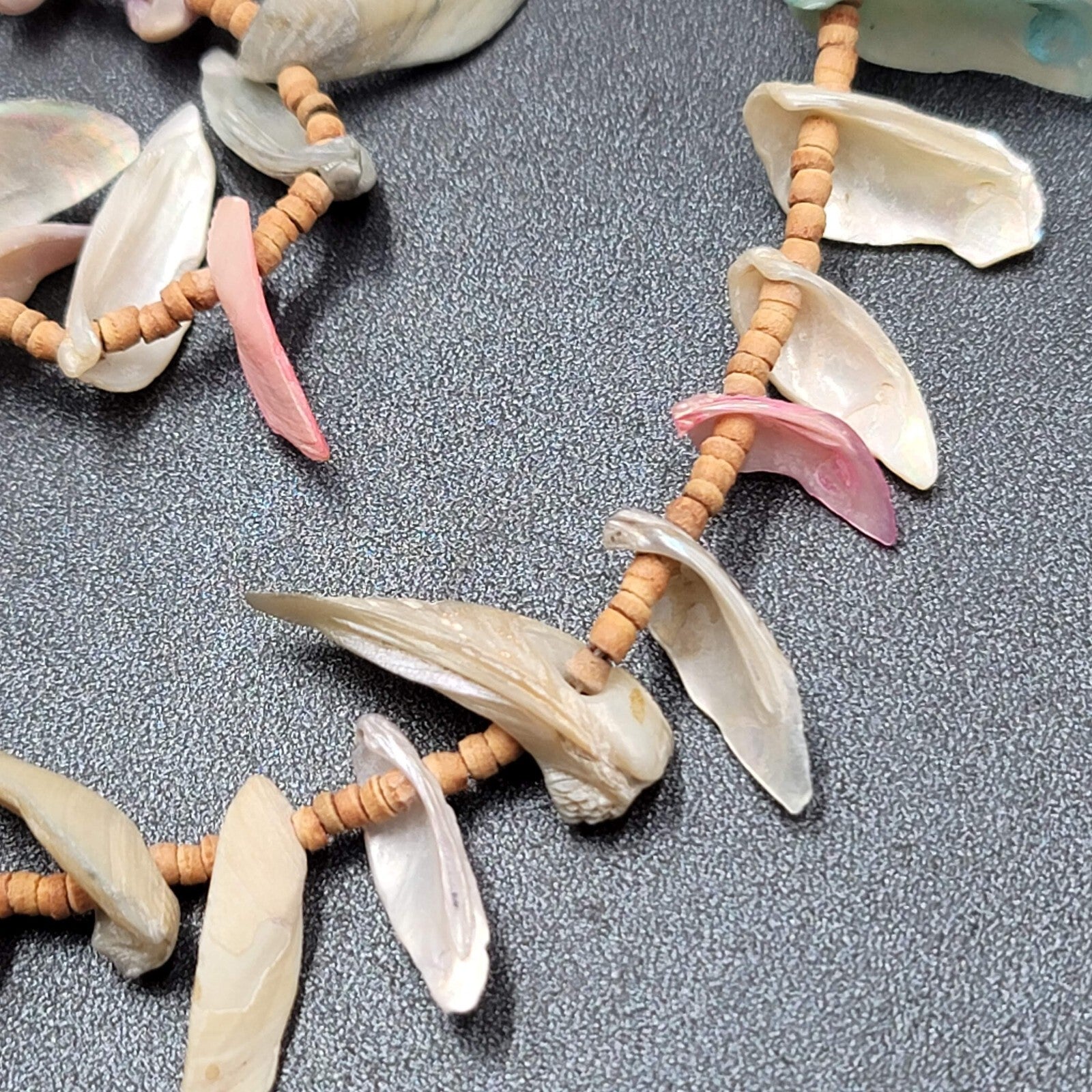 Vintage Necklace Multicolor Shell Pieces Beach 28"