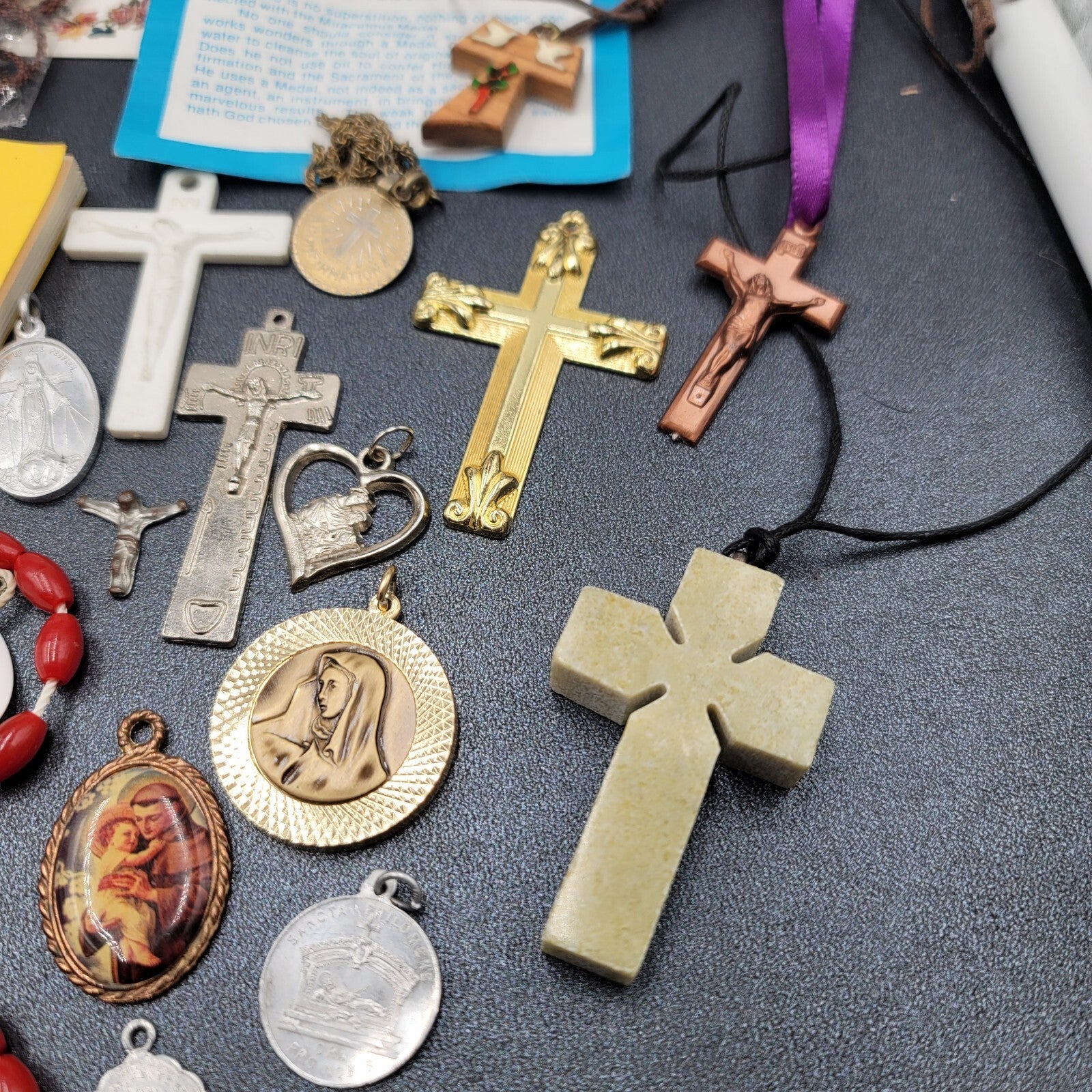 Vintage Religious Booklets Large Lot Rosaries Medals Bracelets etc